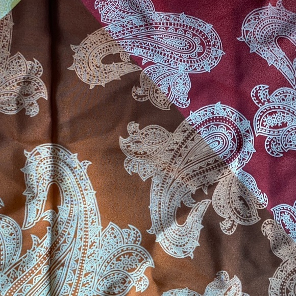 Jones New York Paisley Scarf 21” Square Purple Brown Orange Gold - Picture 4 of 10